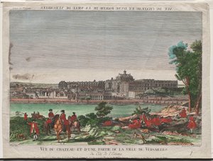 Vista del castillo y parte de la ciudad de Versalles de Balthasar Friedrich Leizelt