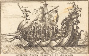 Anfione Argon conducido por Mercurio de Balthasar Moncornet after Remigio Cantagallina