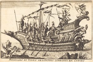 Meleagro y Tideo Argonautas conducidos por Cupido de Balthasar Moncornet after Remigio Cantagallina