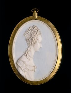 Medallón de marfil con un retrato de Violante de Baviera