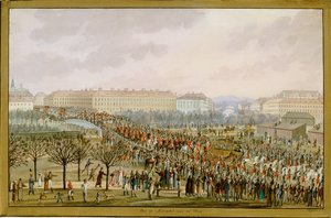 La emperatriz Carolina Augusta, cuarta esposa del emperador Francisco I, entra en Viena el 10 de noviembre ... (gouache)