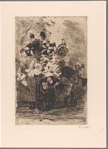 Petunias en dos jarrones de Barbara Elisabeth van Houten (signed by artist)