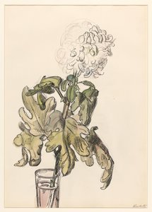 Crisantemo en flor, en un jarrón de Barbara Elisabeth van Houten