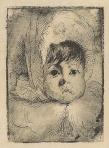 Retrato de Elizabeth Mouton de niña con capucha en la cabeza