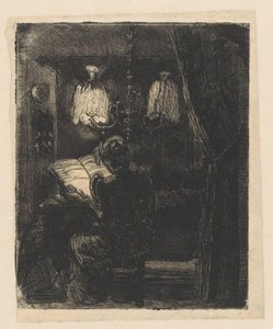 Sientje Mesdag-van Houten leyendo en la mesa