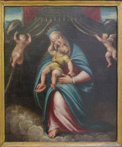 Virgen con el Niño bajo palio sostenido por dos ángeles (pintura) de Barbara Longhi