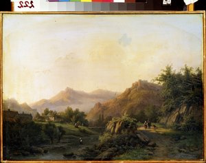 Paisaje con un camino. Pintura de Barend Cornelis Koekkoek (1803-1862). Óleo sobre tela. arte holandés. Museo de Arte M. Kroshitsky, Sebastopol (Sebastopol), Ucrania de Barend Cornelis Koekkoek