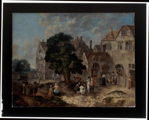 Un par de escenas de pueblo de Barend Hendrik Thier