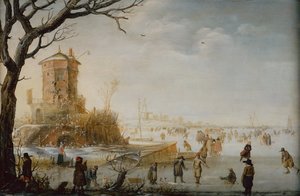 Paisaje de invierno con patinadores de Barent Avercamp