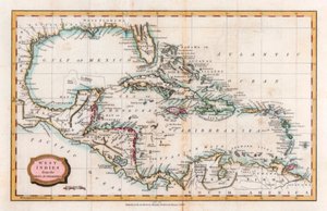 Mapa de las Indias Occidentales, siglo XVIII