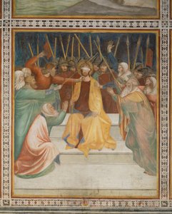 Escena del Nuevo Testamento: Coronación de espinas (fresco) de Barna da Siena