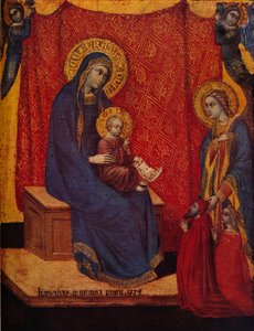 La Madonna entronizada y dos donantes en adoración de Barnaba da Modena