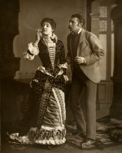 Mary Rorke y Charles Wyndham, actores británicos, 1882 de Barnes and Bell Brown