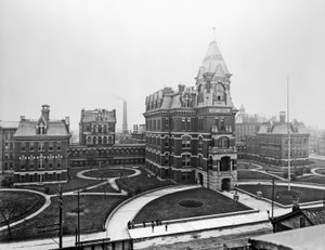 Cook County Hospital, c.1900, Chicago, Illinois, EE.UU., c.1900 (foto en b/n)