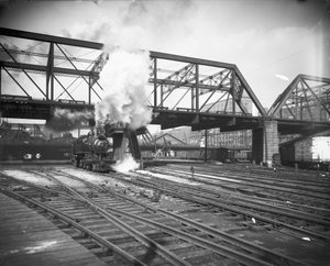 The Pennsylvania Limited llegando a Union Station, Chicago, Illinois, EE.UU., c.1900 (foto en b/n)