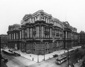 Vista del Ayuntamiento de Chicago y el Palacio de Justicia del Condado de Cook, c.1900