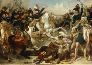 Campaña de Egipto: Napoleón Bonaparte arengando al ejército antes de la Batalla de las Pirámides, 21 de julio