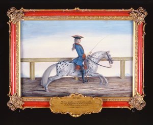 No. 29 Un caballo gris moteado de la Escuela Española de Equitación realizando un movimiento de doma