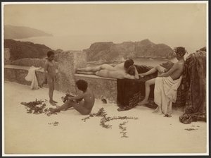 [Cuatro chicos desnudos descansando] de Baron Wilhelm von Gloeden