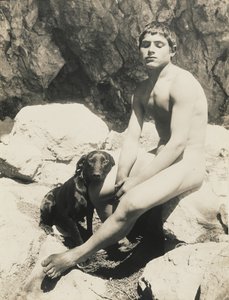 [Niño desnudo y perro] de Baron Wilhelm von Gloeden