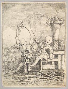 Niños chinos jugando con un loro, 1760-70