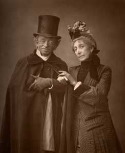 Actores estadounidenses James Lewis y Ann Gilbert en Una noche libre, 1886