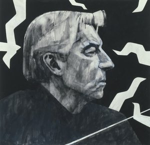 Retrato de Herbert von Karajan, ilustración para The Sunday Times de Barry Fantoni