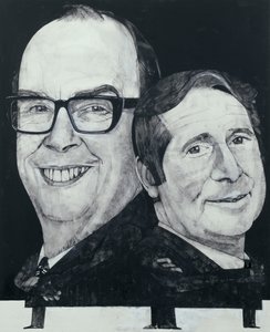 Retrato de Morecambe y Wise, ilustración para The Listener, años 1970 de Barry Fantoni