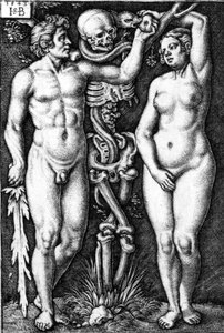 Adán y Eva, grabado por Hans Sebald Beham, 1543