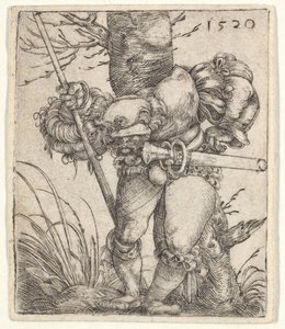 Soldado inclinado apoyado en un árbol, 1520 de Barthel Beham