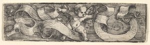 Niño dando un paso a la derecha sobre banderolas, mediados del siglo XVII de Barthel Beham