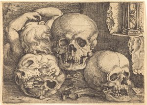 Niño con tres calaveras de Barthel Beham