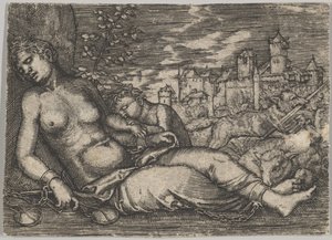 Der Welt Lauf Justicia durmiente copia, principios del siglo XVI de Barthel Beham