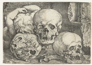 Niño con tres calaveras de Barthel Beham