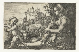 Madre con dos hijos de Barthel Beham
