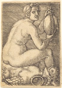 Mujer desnuda sobre una armadura (¿Prudentia?)