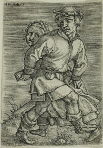 Pareja de campesinos bailando de Barthel Beham
