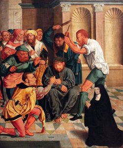 Alemán: Dornenkrönung Christi mit kniender Benediktinerin als Stifterin Cristo coronado de espinas con una monja benedictina arrodillada como donante