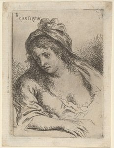 Figura de Medio Cuerpo de una Mujer Mirando de Lado de Bartholomäus Ignaz Weiss