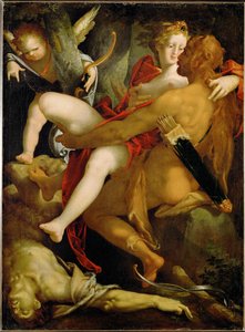 Hércules, Dejaneira y el centauro muerto Nessus de Bartholomaeus Spranger