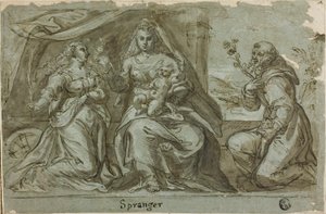 Madonna y el Niño con los santos Catalina y Domingo de Bartholomaeus Spranger