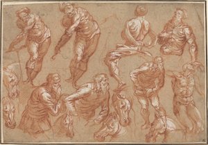 Estudios de figuras de Bartholomaeus Spranger after Jacopo Tintoretto