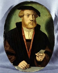 Retrato de un joven con capa forrada de piel de Bartholomaeus the Elder Bruyn