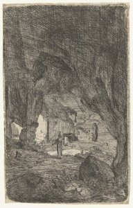 interior de una cueva La cueva de Valmontane. Ruinas romanas (título de la serie) Verscheyden entró en el edificio en ruinas Soo como buyten Romen (título de la serie)