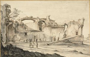 Viajeros ante una ruina de Bartholomeus Breenbergh