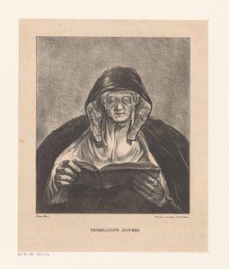 Retrato de una anciana leyendo La madre de Rembrandt (título sobre el objeto) de Bartholomeus Johannes van Hove