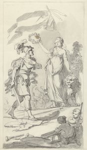 El valiente bataviano coronado por la Virgen holandesa, 1799 Diseños para el monumento en el festival nacional que celebra la paz del 17 de diciembre de 1799 (título de la serie) de Bartholomeus Ziesenis