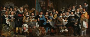 Banquete en el Gremio de Ballesteros en Celebración del Tratado de Münster
Celebración de la Paz de Münster, 18 de junio de 1648, en la sede de la Guardia Cívica de Ballesteros (Guardia de San Jorge), Ámsterdam de Bartholomeus van der Helst