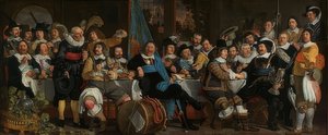 El banquete de los tiradores para celebrar la paz de Münster. 1648 de Bartholomeus van der Helst