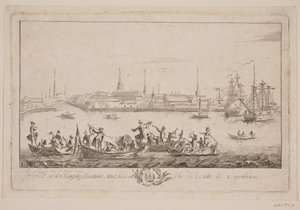Vista de Slotsholmen desde el lago de Bartholomæus Roque